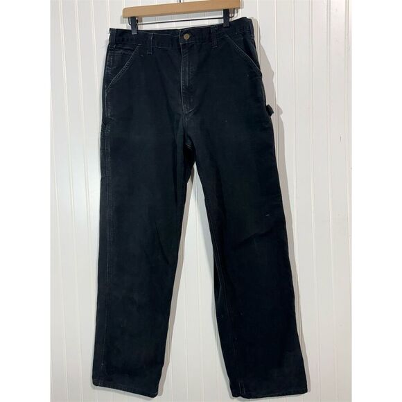 Carhartt B11 Work Dungarees Pants 38x34 Black Cotton Utility Carpenter Jeans USA - Picture 1 of 5